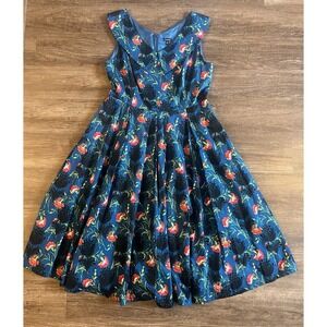 J Peterman Fit & Flare 1959 Party Dress Style‎ V-Collar Box Pleats Size 16 D16